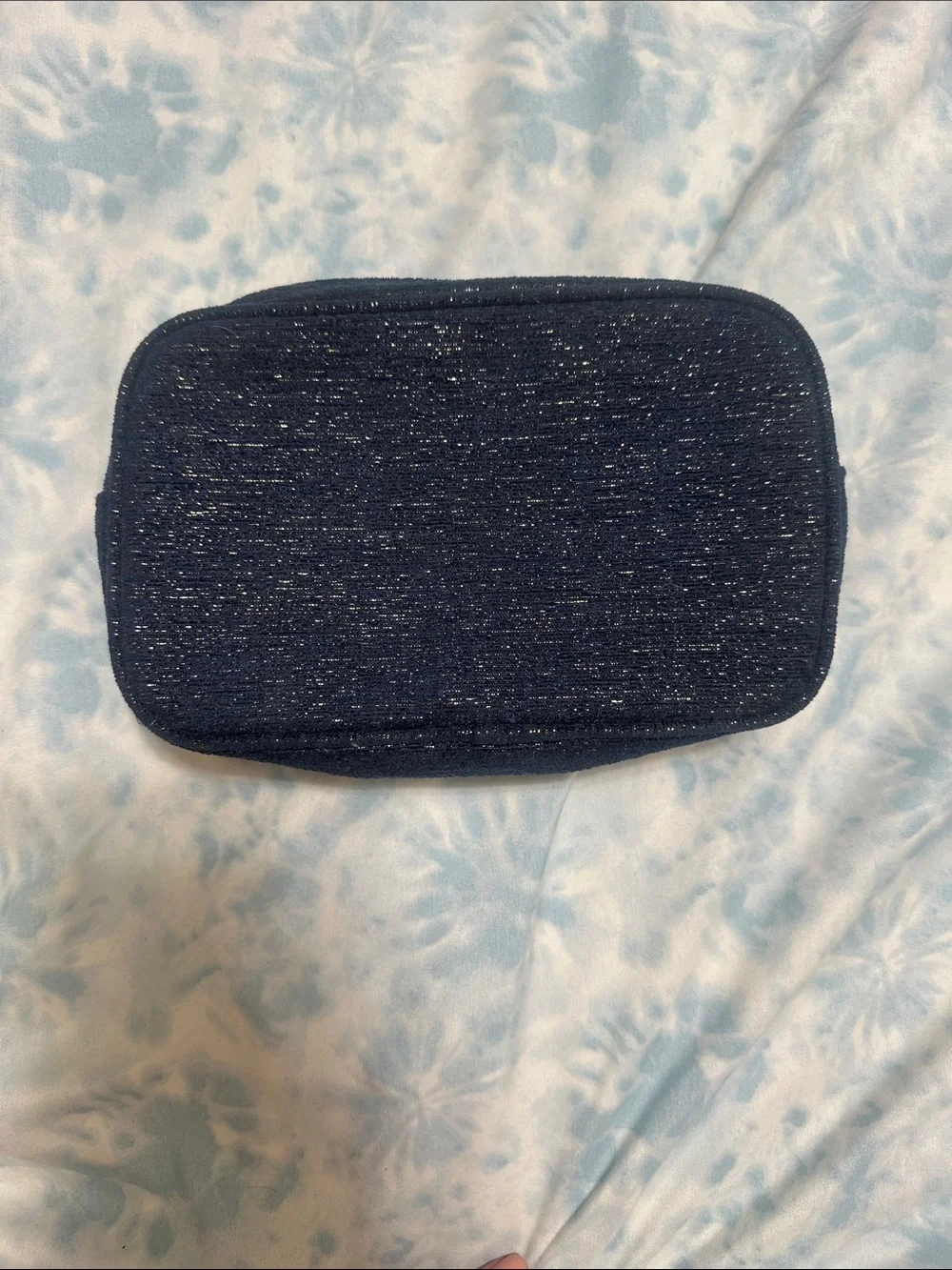 CHANEL Navy Sparkle Zip Cosmetic Case